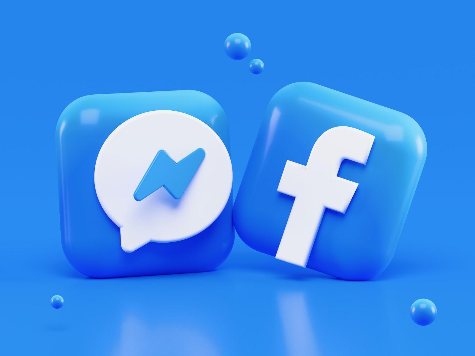 Icônes Messenger et Facebook en 3D
